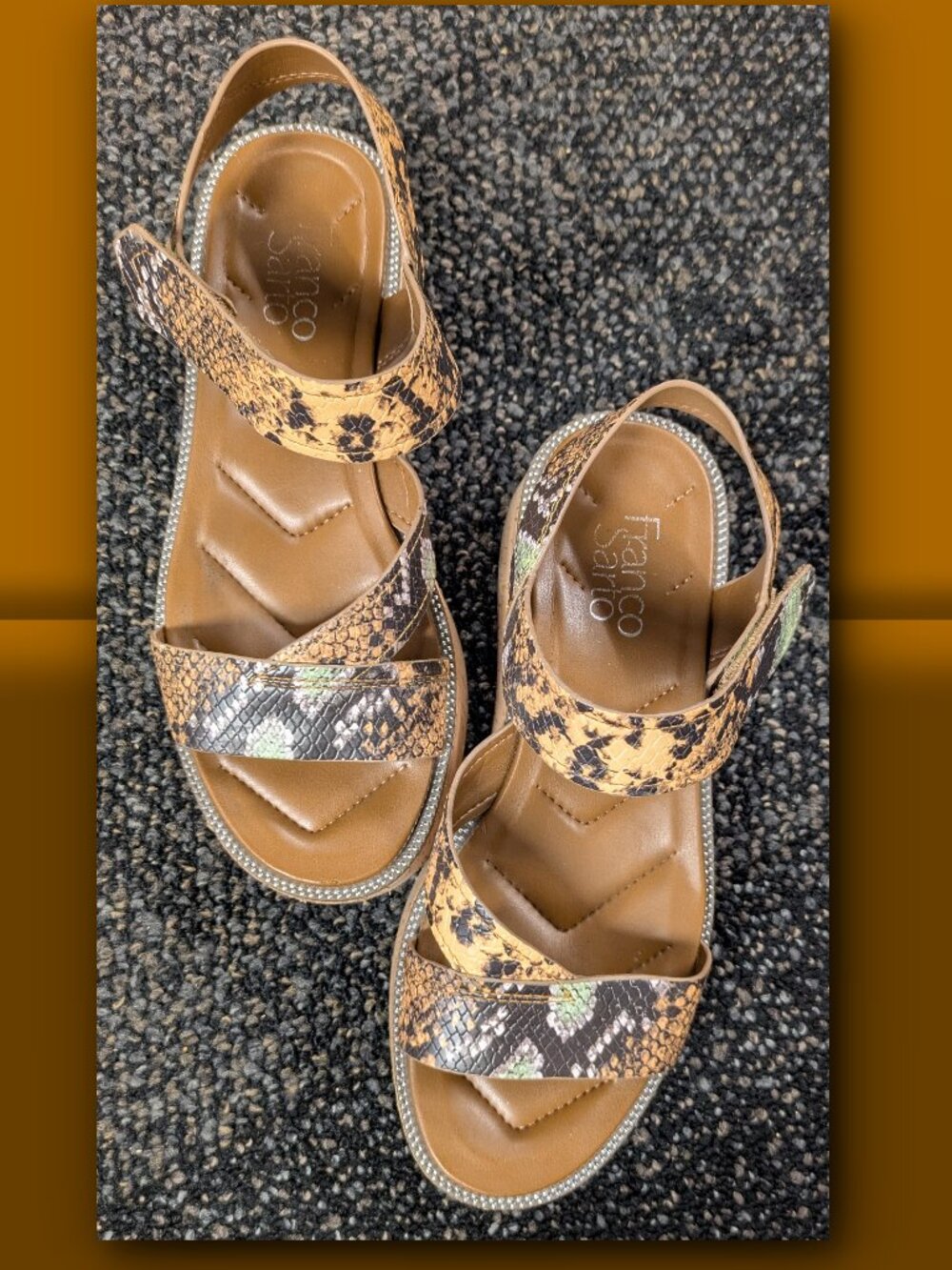 Franco Sarto Ozio Snakeskin Print Platform Sandals – Women’s 8.5 M